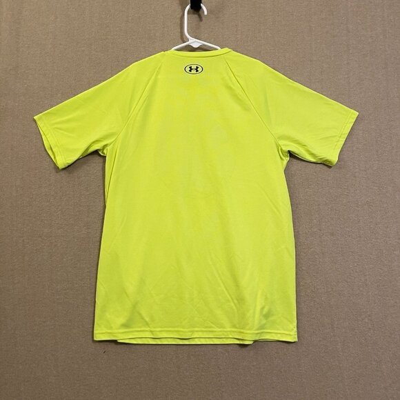 Under Armour Shirt Boy's Large Bright Yellow Heat Gear Graphic Short Sleeves - Picture 8 of 12